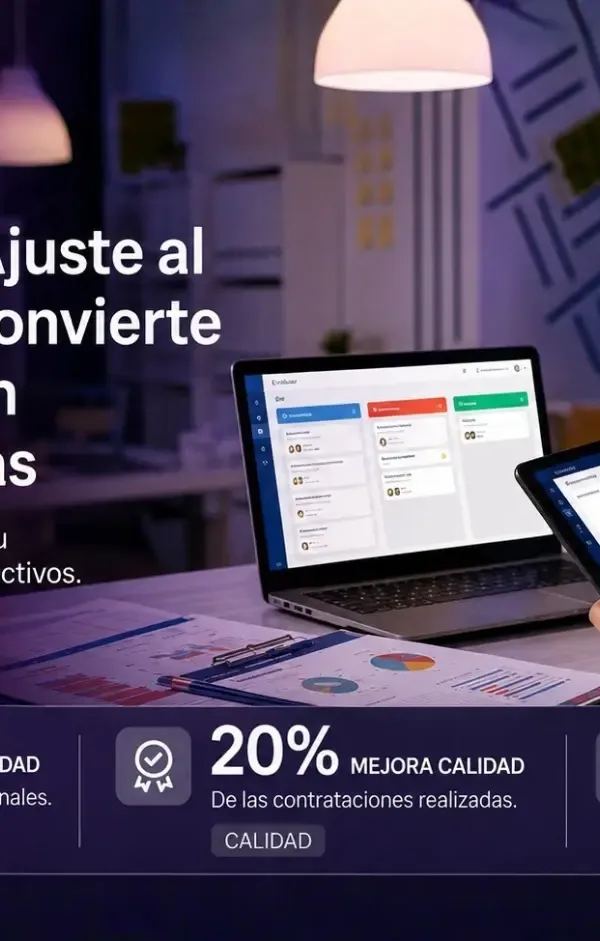 Profesional de RRHH revisando un informe de coeficiente de adecuación al puesto con porcentaje de ajuste al cargo