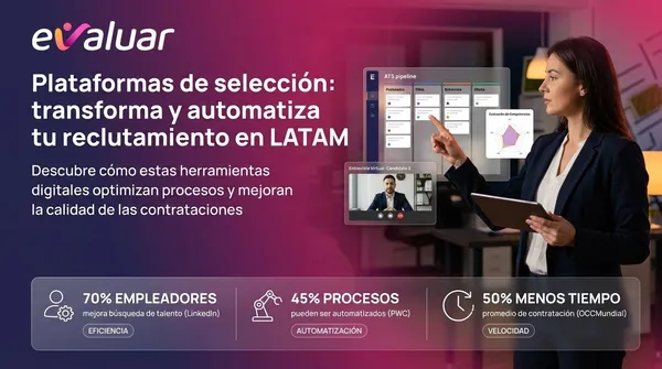 Portada sobre plataformas de selección de personal en LATAM con interfaz ATS, entrevista virtual y métricas de reclutamiento para optimizar y automatizar procesos de contratación.