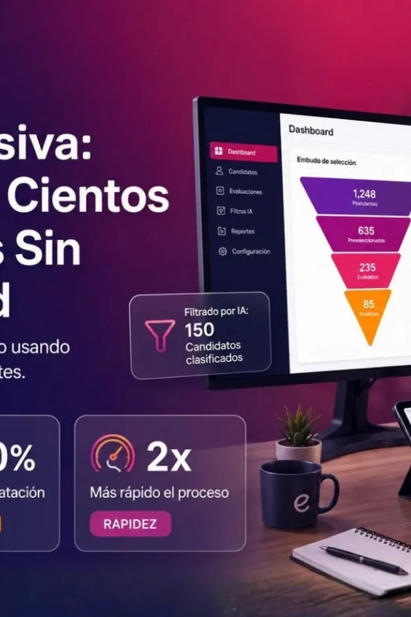 Plataforma de selección masiva de personal de Evaluar con dashboard de candidatos y filtros con IA